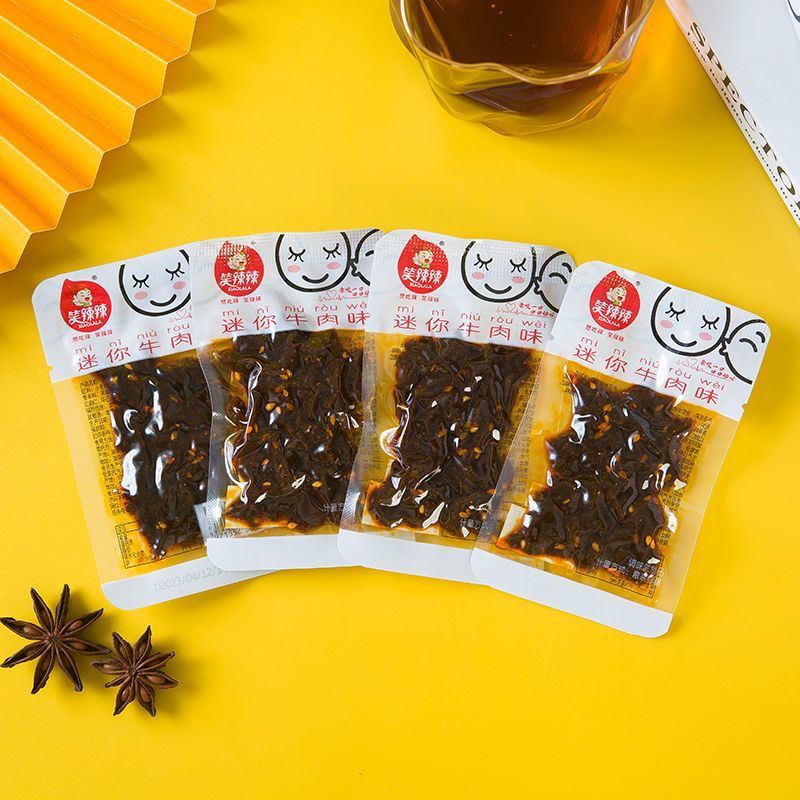 笑辣辣素牛筋粒迷你牛肉味调味面制品小辣条颗粒8090后回忆小零食