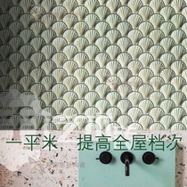 Shell handmade brick grouting process Concave Tiles Retro Bar Bench Genguan Background Wall Nordic Sector Solid Wall Brick