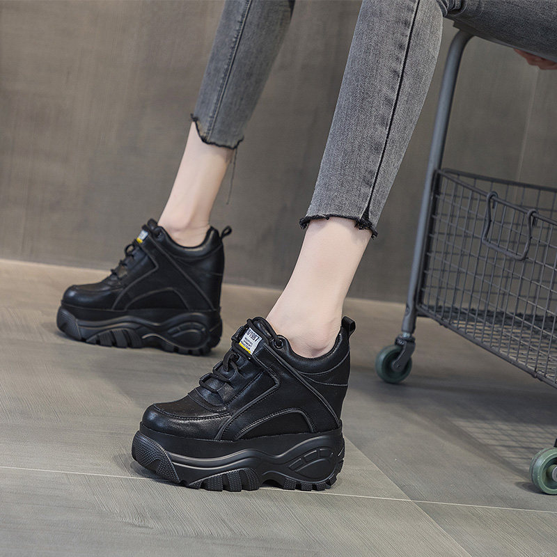 震地王真皮运动老爹鞋女12cm春秋新款透气英伦内增高厚底高跟单鞋,淘宝优惠券,粉丝福利购,淘宝优惠卷