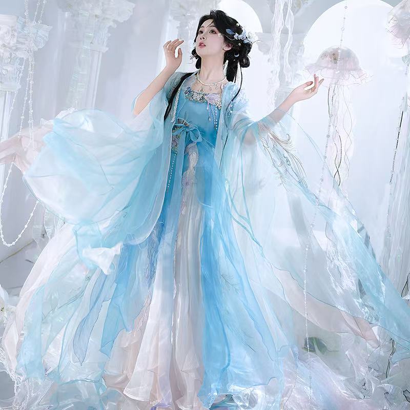 澜山集【海洋之心】原创汉服唐制重工刺绣齐胸诃子裙大袖衫超仙夏 - 图0