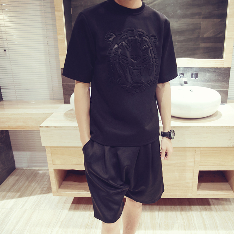 男款短袖短裤夏天套装男生夏季韩版全套衣服男