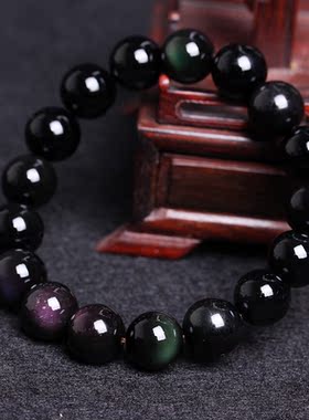 有福男女黑曜石简约单圈手链包邮