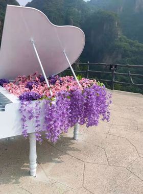 户外钢琴花架创意金属摆件