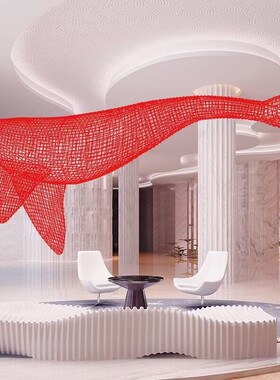 简约现代不锈钢鲸鱼雕塑装饰