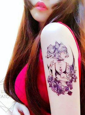 Heyusee纹身贴防水黑暗系美少女花臂女持久ins韩国性感大腿手臂
