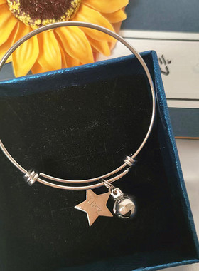 好运五角星星手镯 钛钢铃铛可水洗不掉色细圈手环女生日礼物