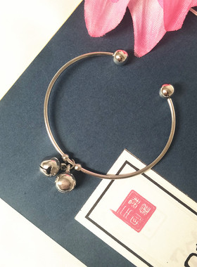 洗澡不掉色 银色蒜头手镯 钛钢铃铛手环镯子女手饰品学生闺蜜礼物