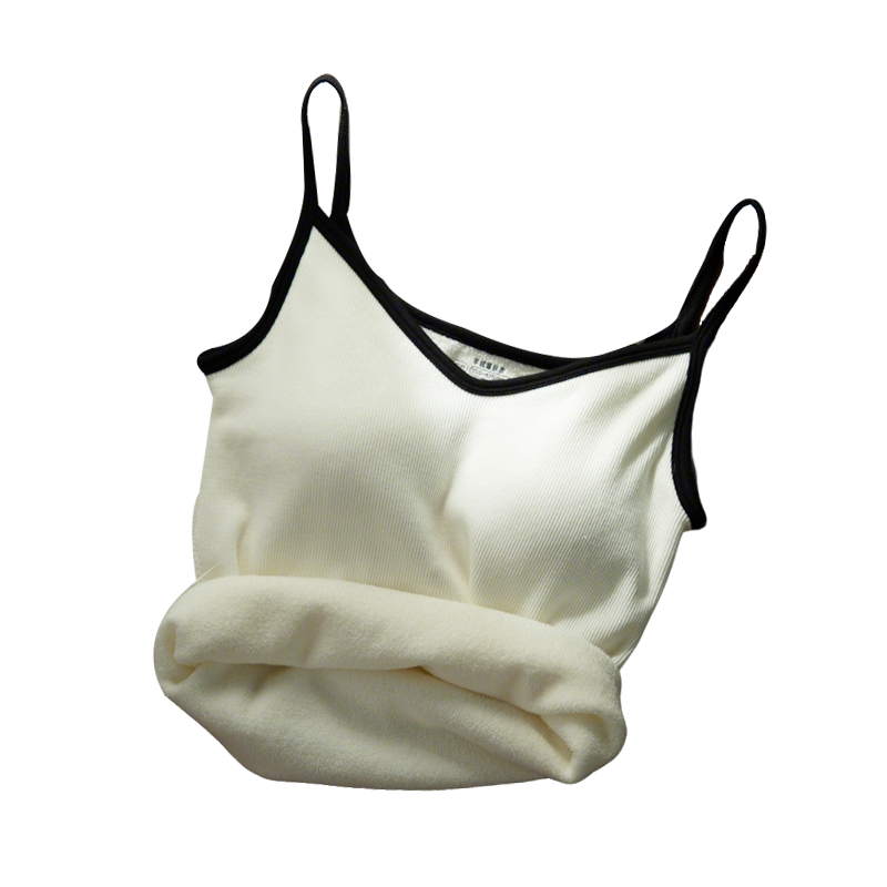 Kbra山羊绒深V保暖背心女士雅单风秋冬季加绒内搭带胸垫吊带上衣,淘宝优惠券,粉丝福利购,淘宝优惠卷