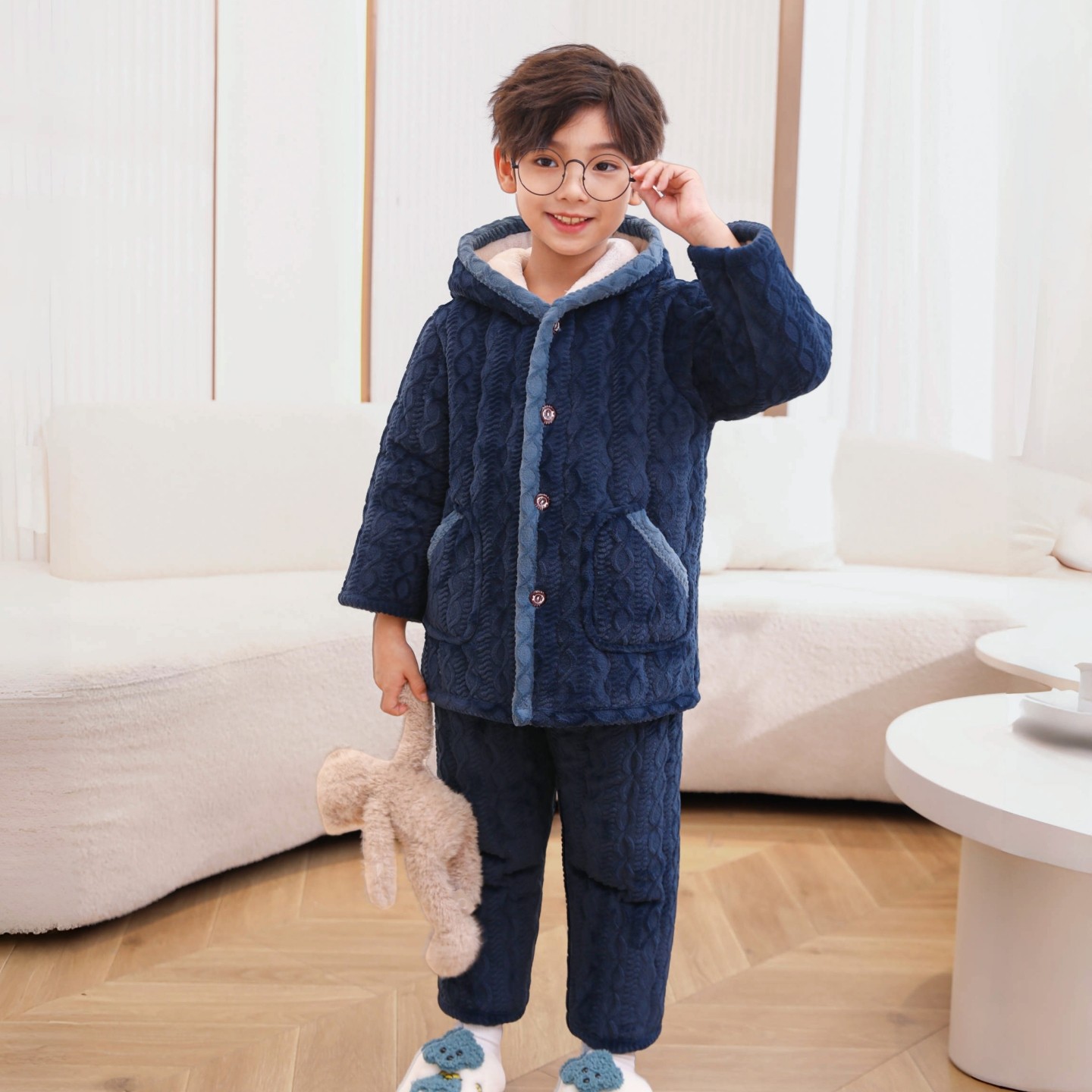 儿童冬季睡衣加厚夹棉女童大童男童保暖珊瑚绒男孩男孩家居服套装,淘宝优惠券,粉丝福利购,淘宝优惠卷