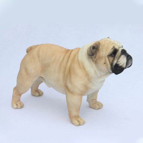 JXK 1/6英国斗牛犬模型 仿真狗动物摆件桌面萌宠潮玩周边手办 - 图1