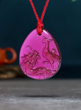 2026年宋韶光吉祥物生肖属鸡龙凤和鸣琉璃摆件吊坠玄关办公室饰品