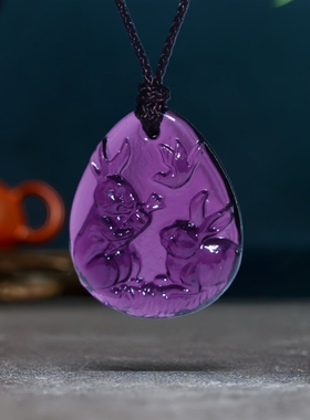 2026年宋韶光吉祥物生肖属兔灵兔报喜琉璃摆件吊坠玄关家用办公室