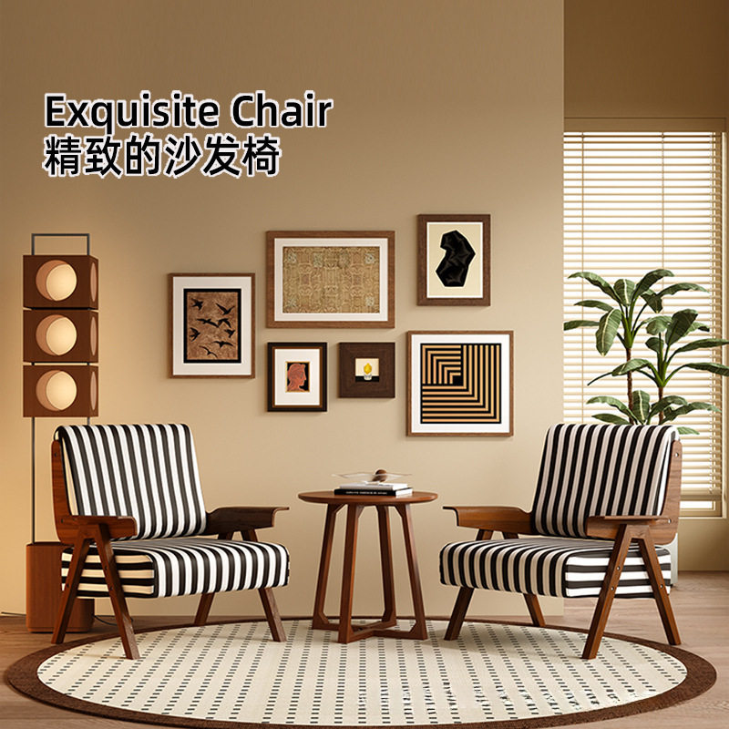 复古单人沙发椅法式中古风客厅阳台实木休闲椅子靠背懒人设计师椅,淘宝优惠券,粉丝福利购,淘宝优惠卷