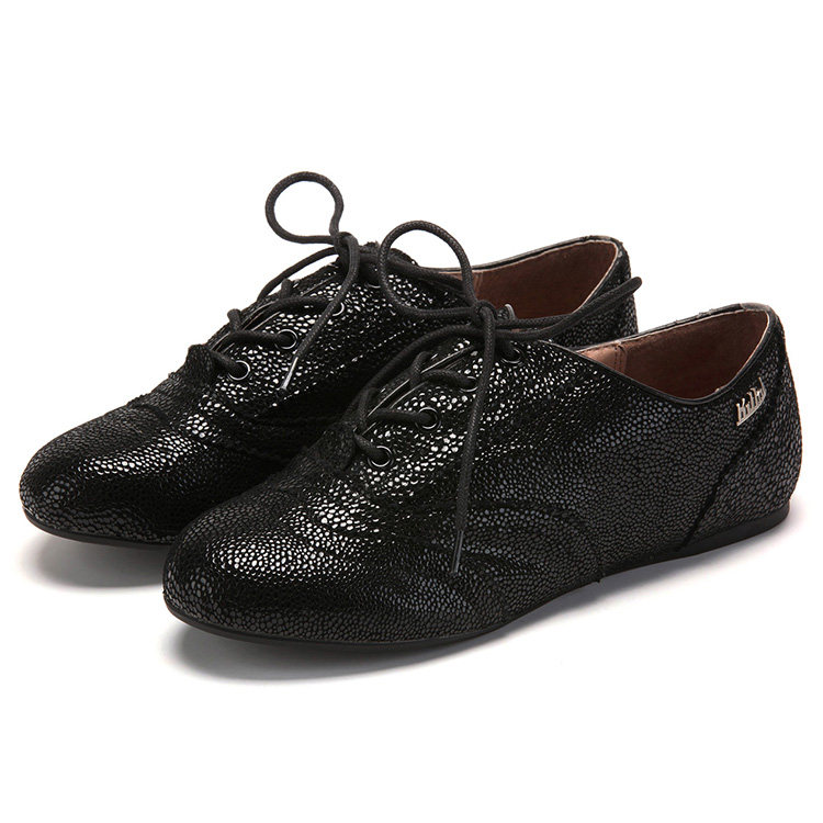 大码真皮及踝单鞋子女秋深口绑带圆头平跟黑色羊皮休闲KL13S22102,淘宝优惠券,粉丝福利购,淘宝优惠卷