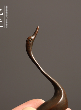 铜鹅摆件工艺品实心紫铜茶宠家居客厅装饰创意高级感现代简约天鹅