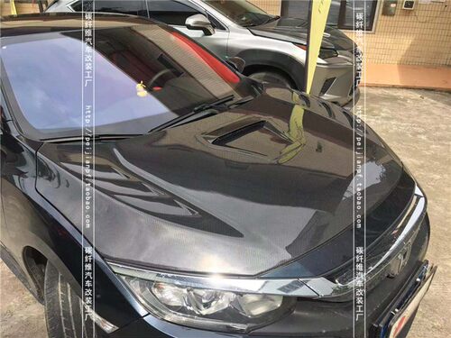 适用于本田十代思域碳纤维机盖CIVIC FK7 FK8改装开孔引擎盖头盖 - 图1