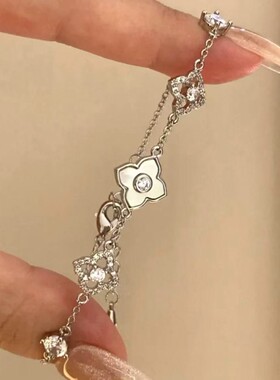 韩系ins锆石几何花朵手链优雅小众气质百搭手环轻奢高级感手饰女