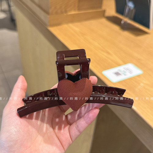 高级感爱心发夹女一字抓夹大号发量多盘发鲨鱼夹子后脑勺头饰新款 - 图2