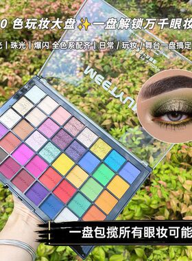40色眼影珠光哑光钻闪舞台妆高饱和彩妆盘眼影盘化妆师超大容量