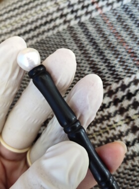 随想手作 天然淡水珍珠+天然黑檀木发簪不同长度男女通用盘发簪