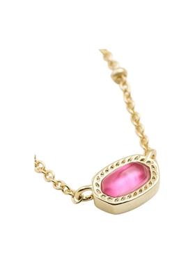 代购Kendra Scott女士项链精致简约闪耀轻盈粉色宝石金色链条