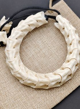 保真蛇骨手串手环原创设计个性流行饰品男女情侣转运文玩骨头手镯