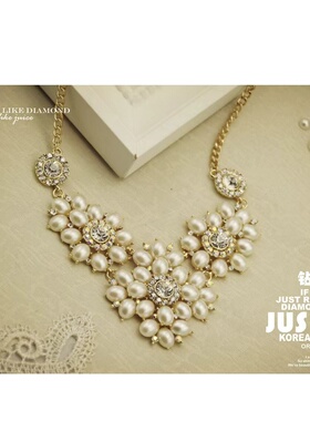 2026新款女生花朵水钻项链珍珠项链女精致时尚小众设计感项链气质