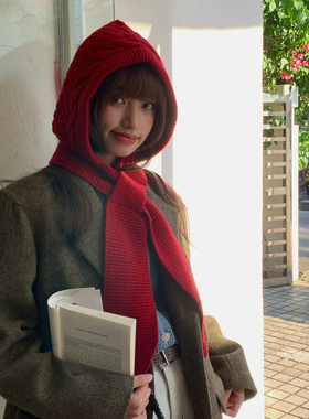 纯羊毛保暖巴拉克拉法帽围巾女