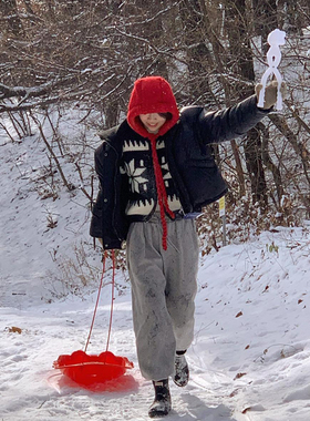 雪天拍照针织帽防寒保暖帽子