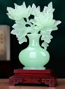 富贵平安牡丹花瓶招财客厅摆件