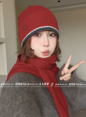 【纯羊毛套装】复古氛围感针织女百搭显脸保暖毛线冷帽2026年秋冬
