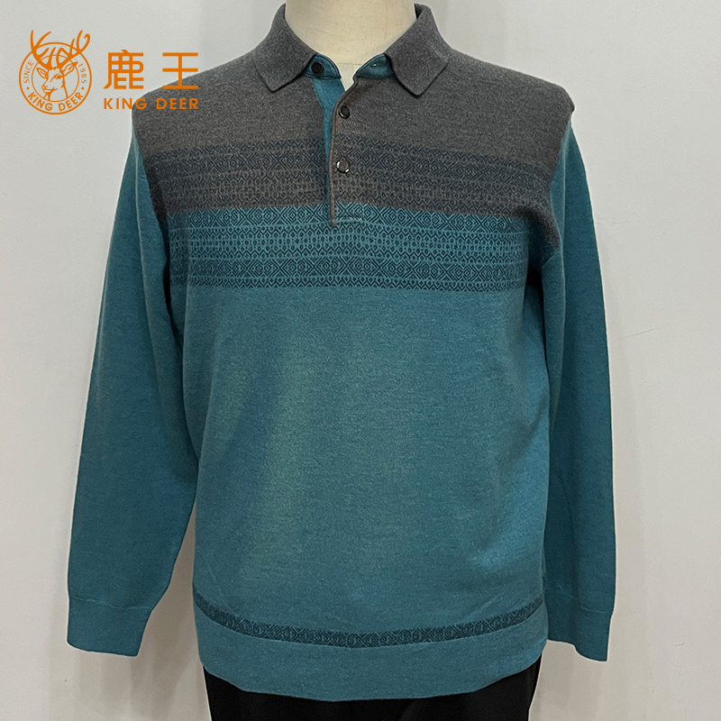 鹿王男士精纺山羊绒衫冬季保暖休闲百搭175断码140-160斤穿福利款 - 图1