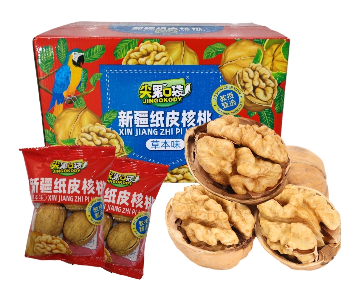 果教授薄皮核桃新疆185 纸皮核桃草本味熟核桃孕妇零食礼品 - 图0