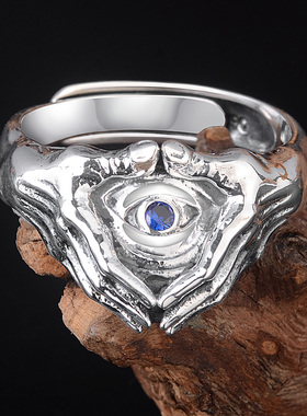 足银上帝之眼复古风活口情侣戒指