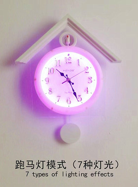 布谷鸟座钟挂钟客厅电视格栅创意装饰壁餐厅挂墙时钟报时咕咕钟