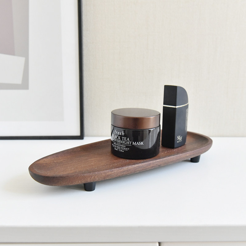 北欧实木托盘客厅桌面收纳化妆品托盘创意装饰摆件香薰带脚垫托盘,淘宝优惠券,粉丝福利购,淘宝优惠卷