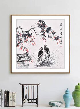 清华美院高研班国画名家池青云手绘花鸟画鹭鸶 国画真迹