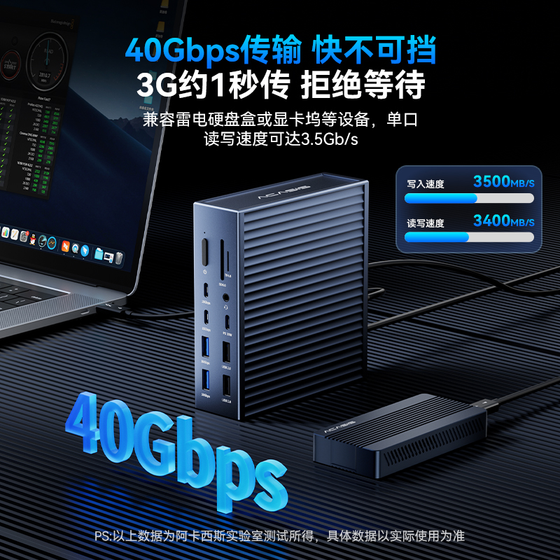 阿卡西斯21合1扩展坞typec拓展坞usb4适用于苹果电脑笔记本hub扩展器转换器兼容雷电3/4桌面8K高清40Gbps - 图1