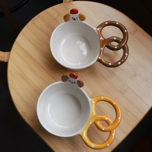 ZJHOME 创意甜品碗带手柄酸奶碗家用饭碗早餐燕麦碗冰淇淋水果碗 - 图3