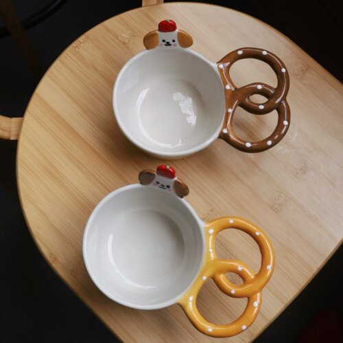 ZJHOME 创意甜品碗带手柄酸奶碗家用饭碗早餐燕麦碗冰淇淋水果碗 - 图1