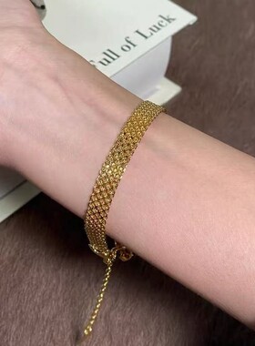 vintage中古手链编织金色表带手链女复古轻奢高级感手饰礼物配饰