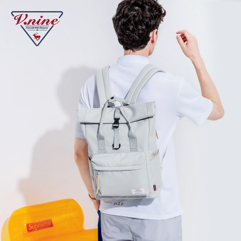 女大容量帆布包男大学生ins双肩包 vnine箱包双肩背包