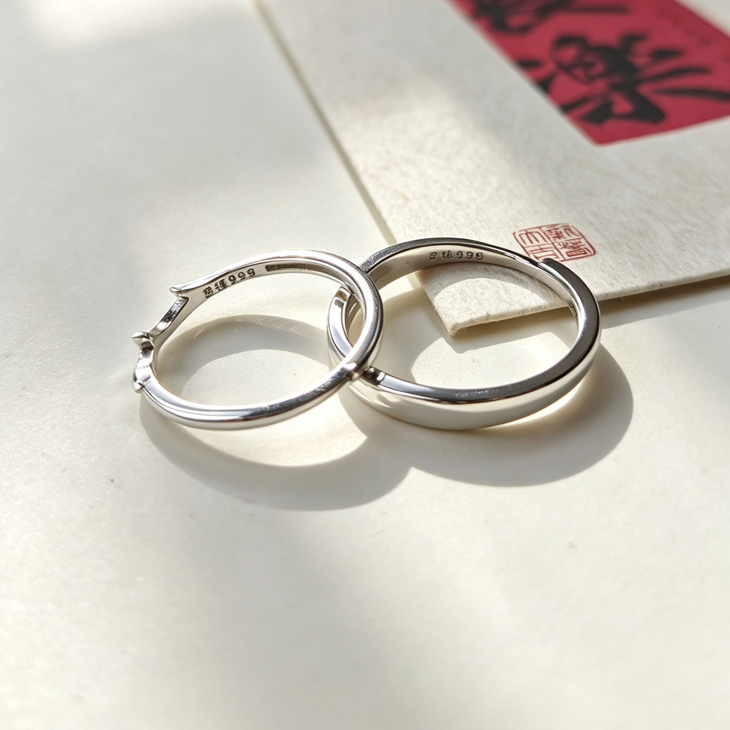 S999 pure silver open couple ring adjustable