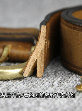 休闲纯牛皮纯铜扣ins复古风腰带