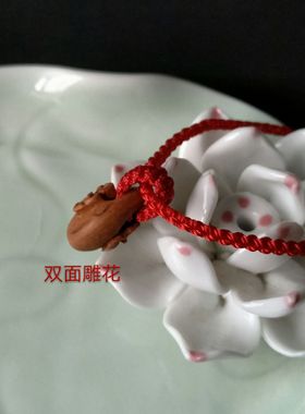 桃木手链雕刻编织情侣本命年红绳