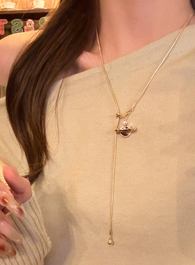 焦糖深巧虎眼石可抽拉星球项链