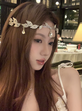 希腊神女闪钻水滴皇冠