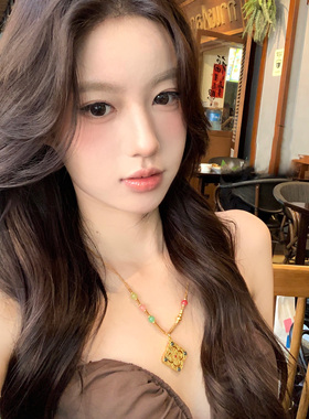 美出圈了~古法四叶草金色项链