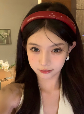 【蜜桃茶】港风美女 复古红色发箍今年流行的高级感洋气时尚头饰