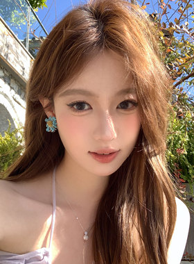 西曼花诗波西米亚风太阳花小耳环